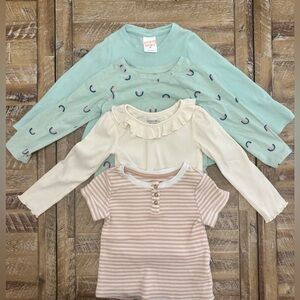 Cat & Jack Mint, Cream, and Tan Long Sleeve Tops
